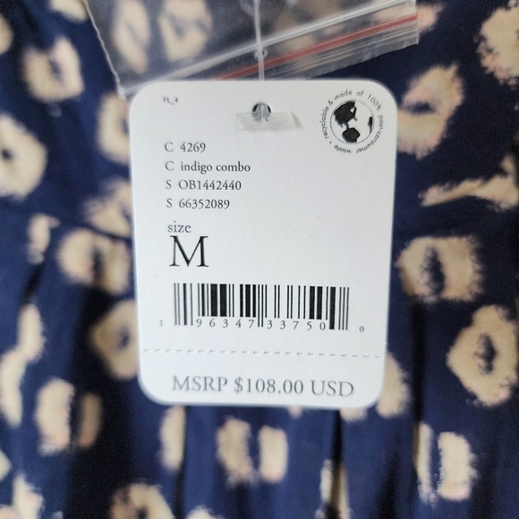 FREE PEOPLE indigo Molly Tunic top tassle tie shoulder NEW size M - Picture 5 of 9